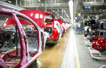 Modern automatized car production in a factory VMI in automotive supply chain